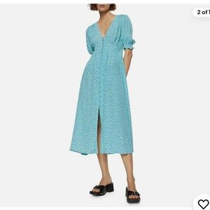 Mango Floral Button Midi Dress Sz 2